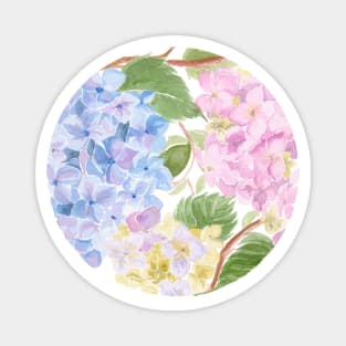 Watercolour Hydrangea Circle Magnet